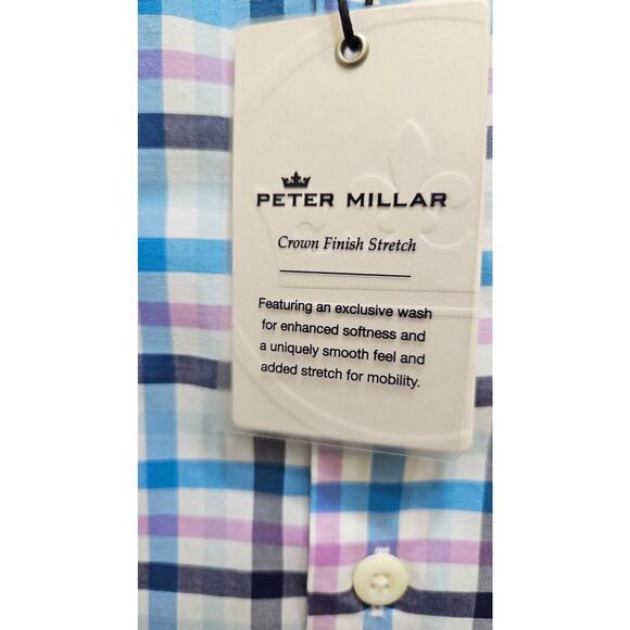 Peter Millar Blue and Pink Plaid Button Down Shirt - Picture 3 of 9